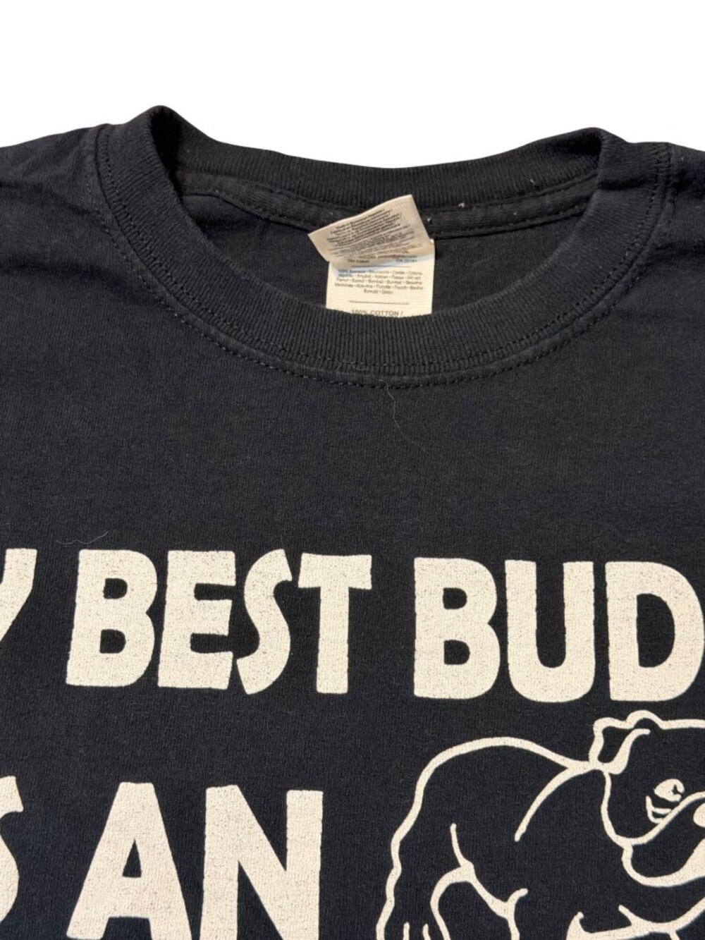 My Best Buddy Is English Bulldog Graphic T Shirt Gildan Cotton Black Sz Medium - Picture 3 of 4